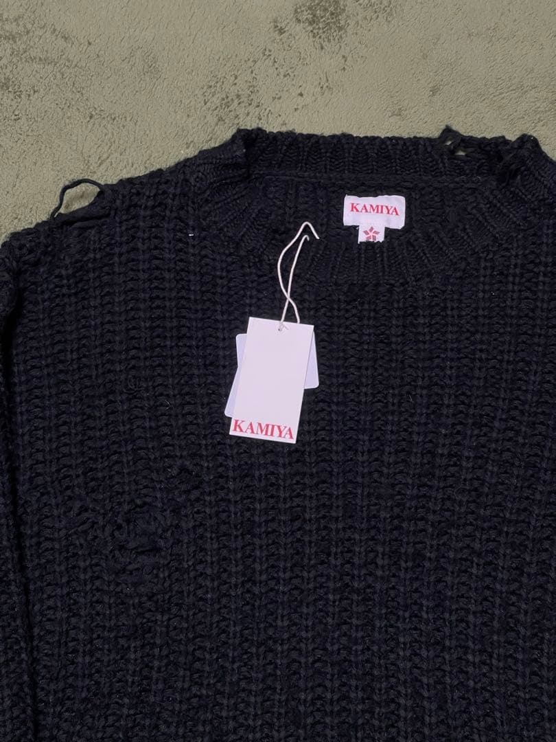 【KAMIYA】Distressed Knit Pullover Mサイズ