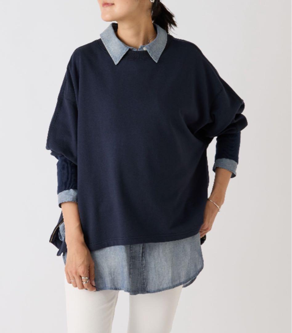 定価1.9万 ビアズリー BA刺繍入りドルマントレーナー ネイビー サイドジップ