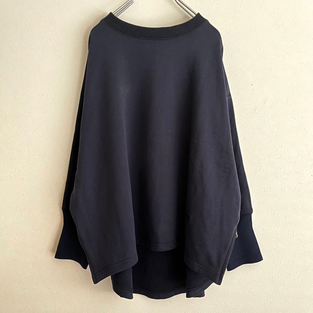 定価1.9万 ビアズリー BA刺繍入りドルマントレーナー ネイビー サイドジップ