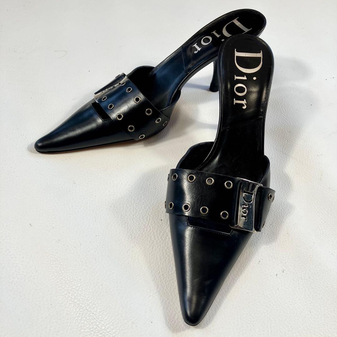 クリスチャンディオール　ミュール　CDロゴ　メタルアイレット　サイズ35.5