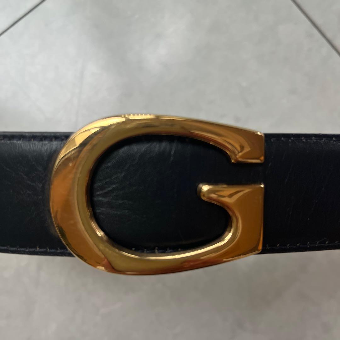 GUCCIブラックレザー G字型ゴールドバックル ベルト