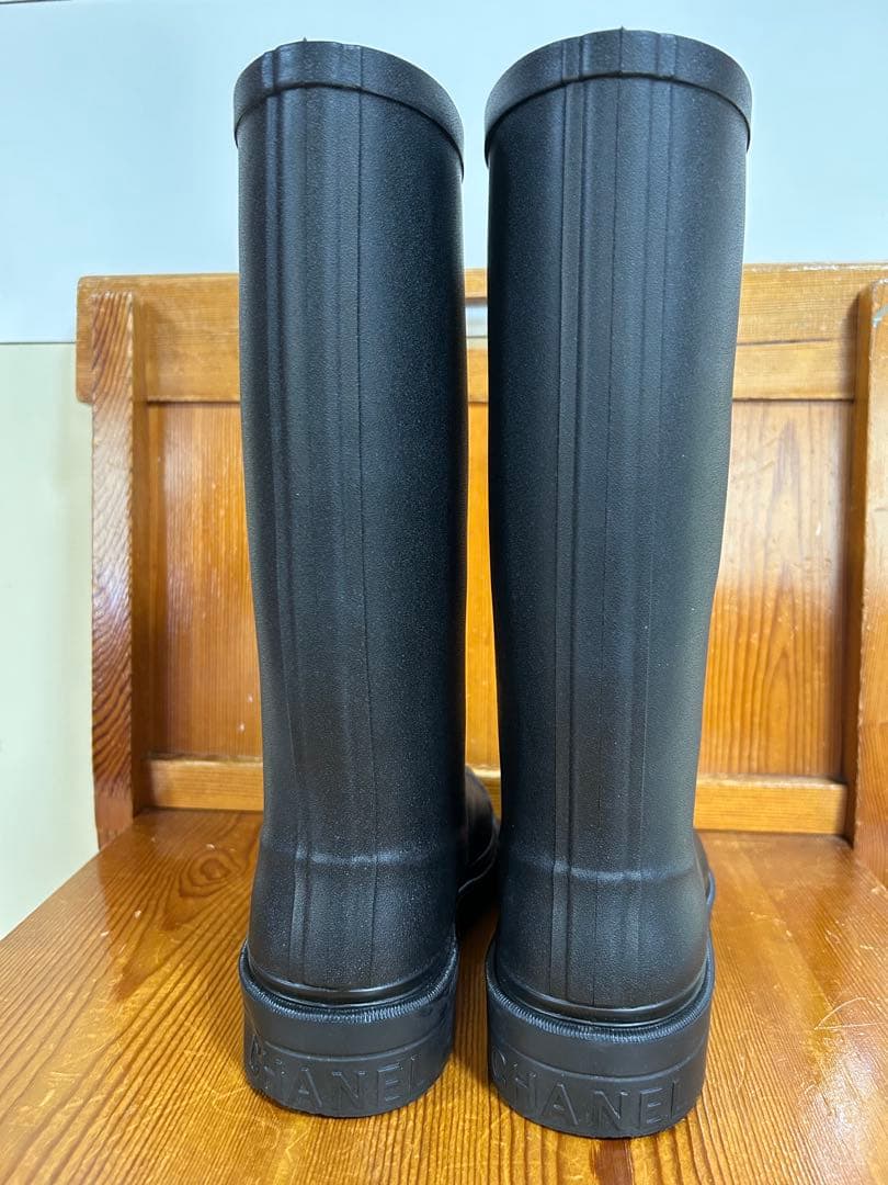 レインブーツ ブラック 白いココマークがアクセント　24cm　表記サイズ37