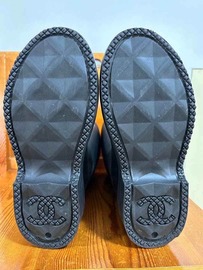 レインブーツ ブラック 白いココマークがアクセント　24cm　表記サイズ37