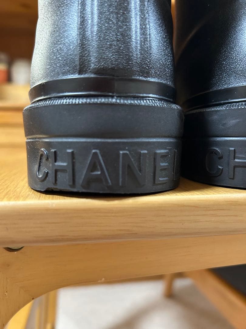 レインブーツ ブラック 白いココマークがアクセント　24cm　表記サイズ37