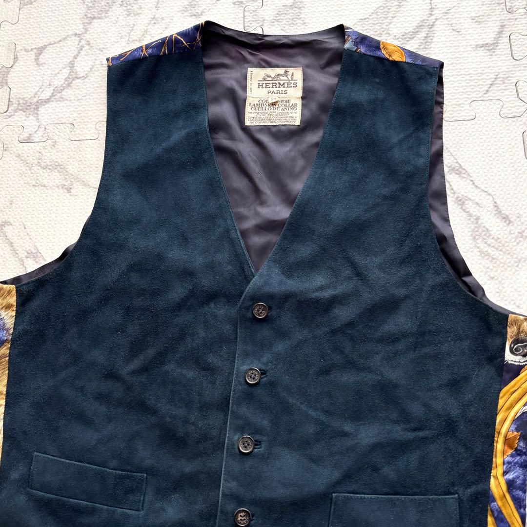 HERMES エルメス CHASSE au BOIS 森の狩猟 スエード ベスト