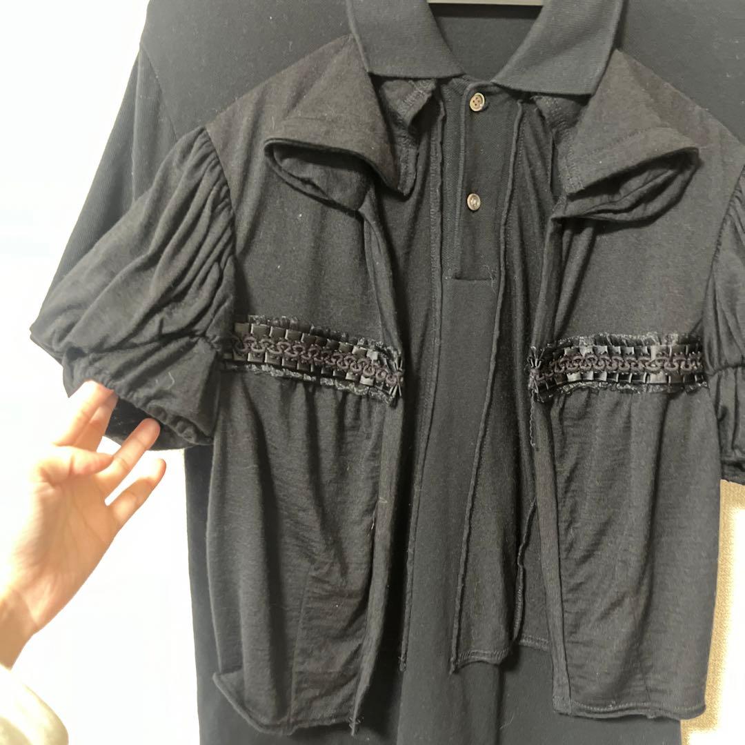 COMME des GARÇONS ブラックドッキングポロシャツ S