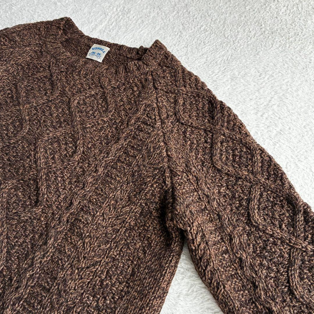 美品 サンシー SUNSEA カシミヤ混 フィッシャーマンニット ケーブルニット