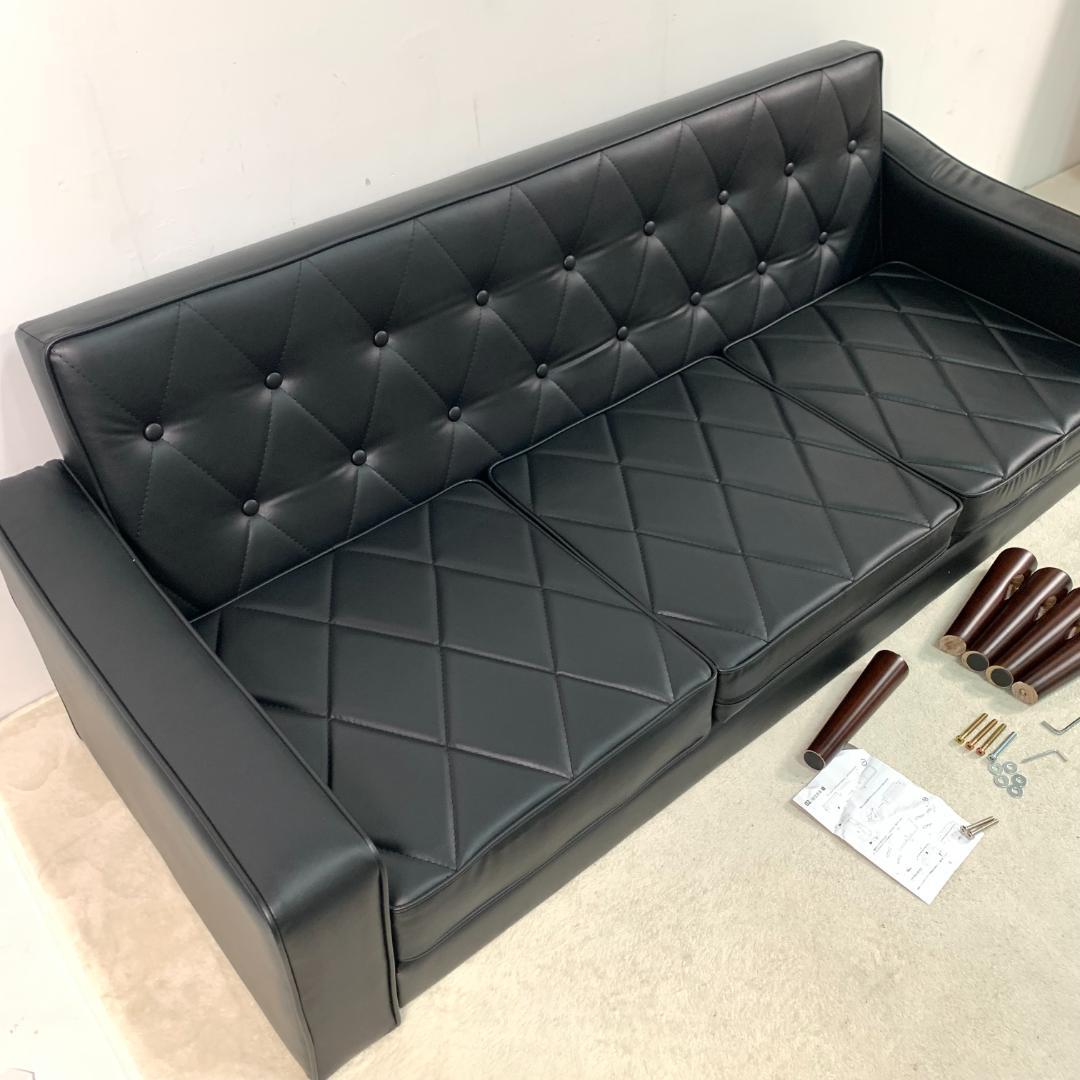 訳アリ新品 三人掛けソファー PUレザー ソファ 　3人掛け　 1457-260