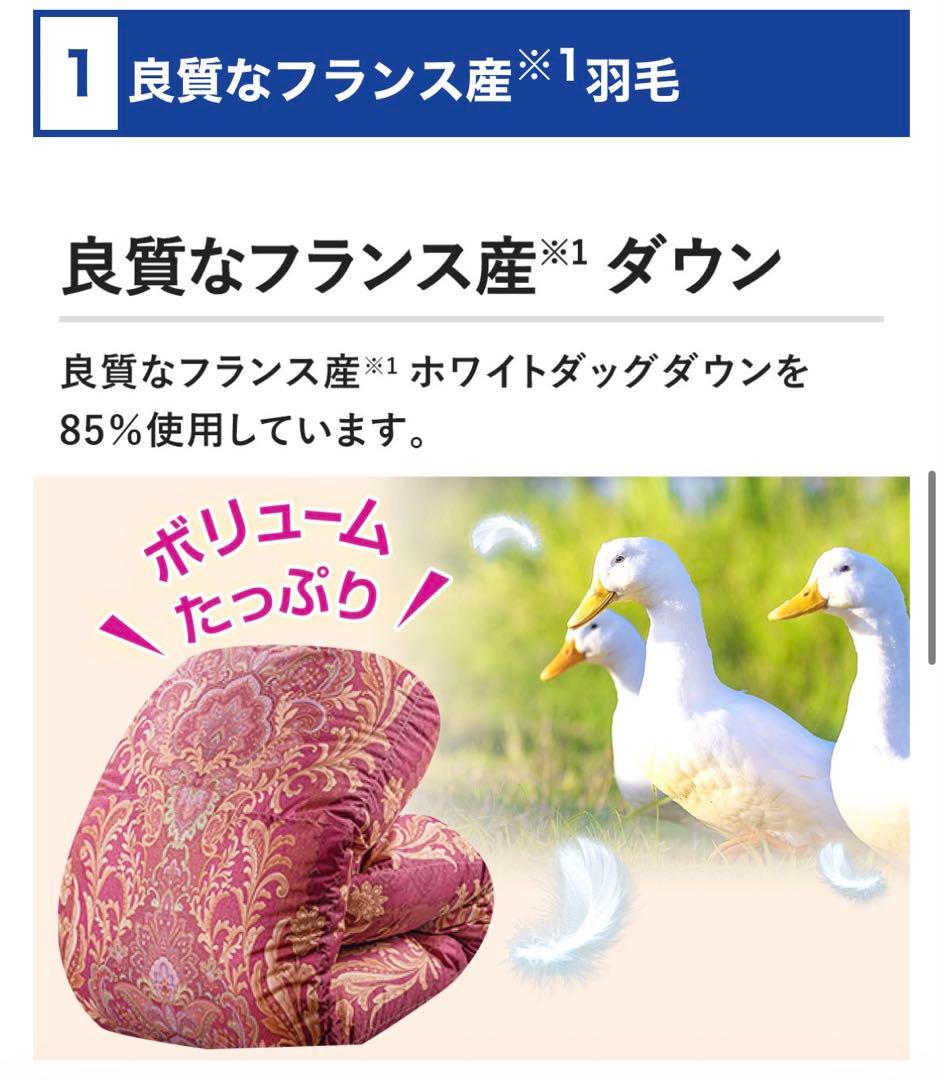 【新品未使用品】モリリン　エクセルラベル　フランス産　羽毛布団　シングル