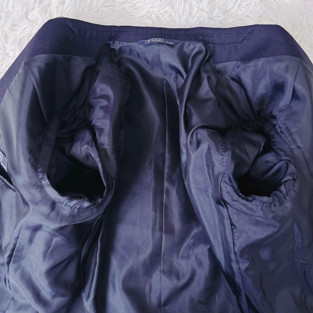 美品　ラルフローレン　紺ブレ　ダブル　プレスト　金ボタン　着丈長め　160 M