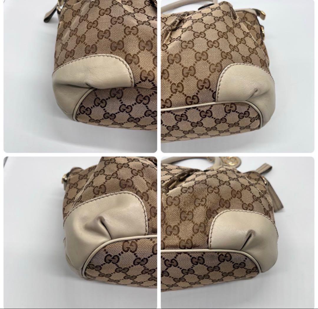 グッチ スーキー GG柄 ハンドバッグ キャンバス レザー 白