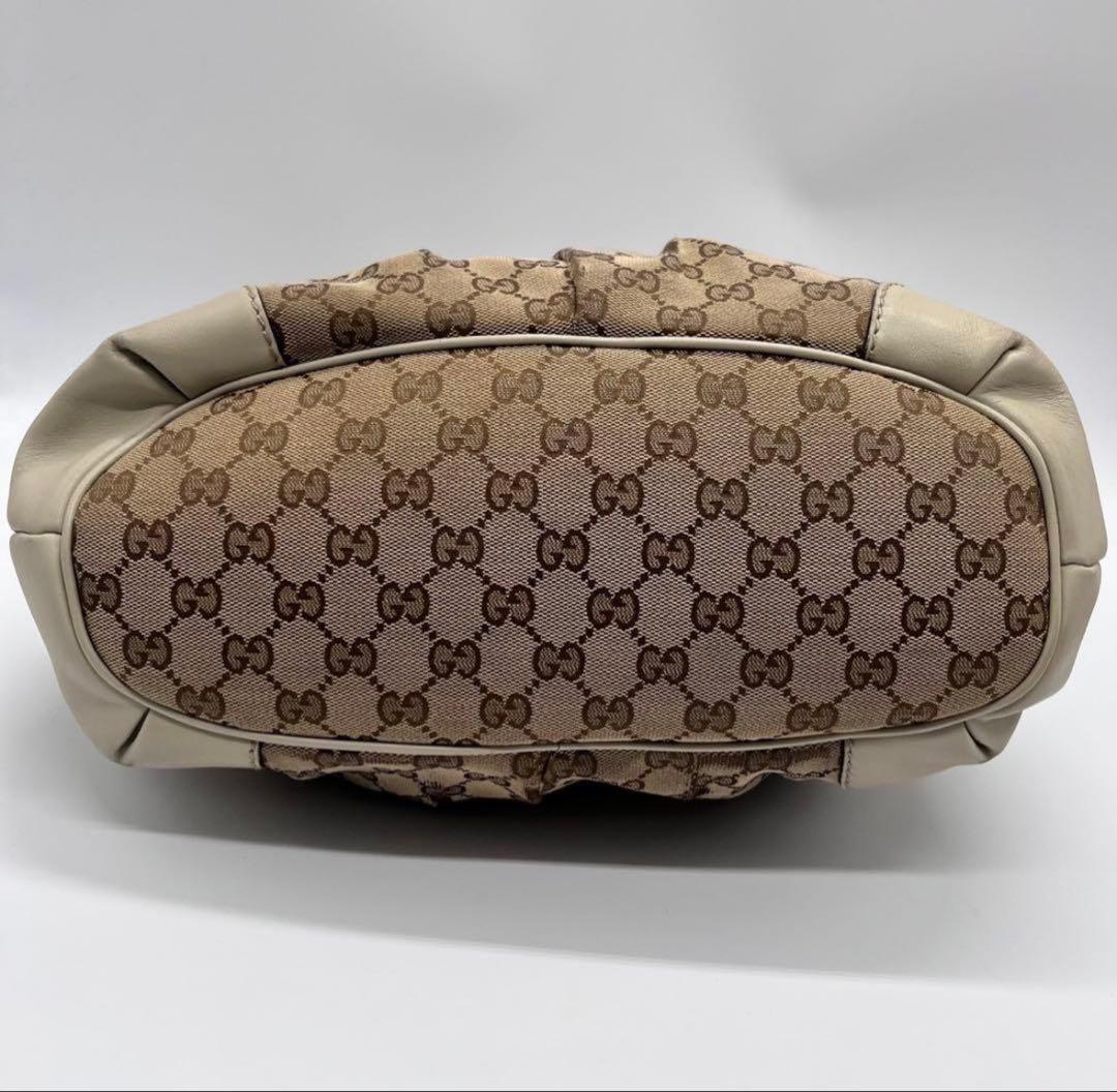 グッチ スーキー GG柄 ハンドバッグ キャンバス レザー 白