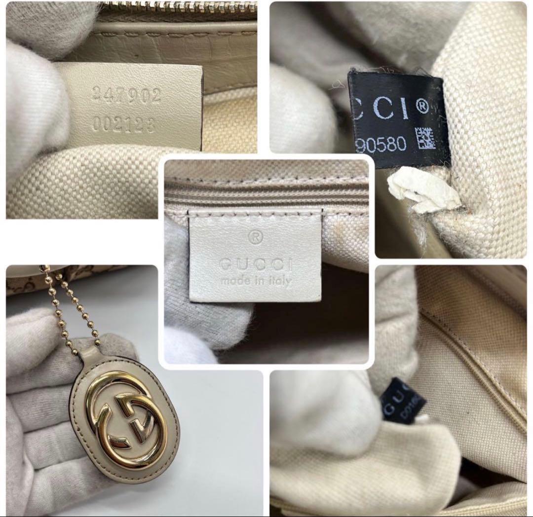 グッチ スーキー GG柄 ハンドバッグ キャンバス レザー 白