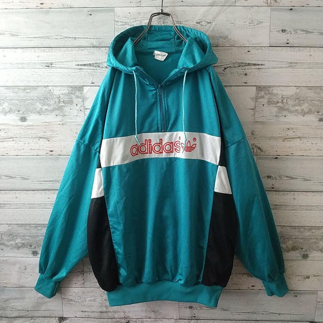 希少デザイン☆80s アディダス センターロゴ ハーフジップ トラックジャケット