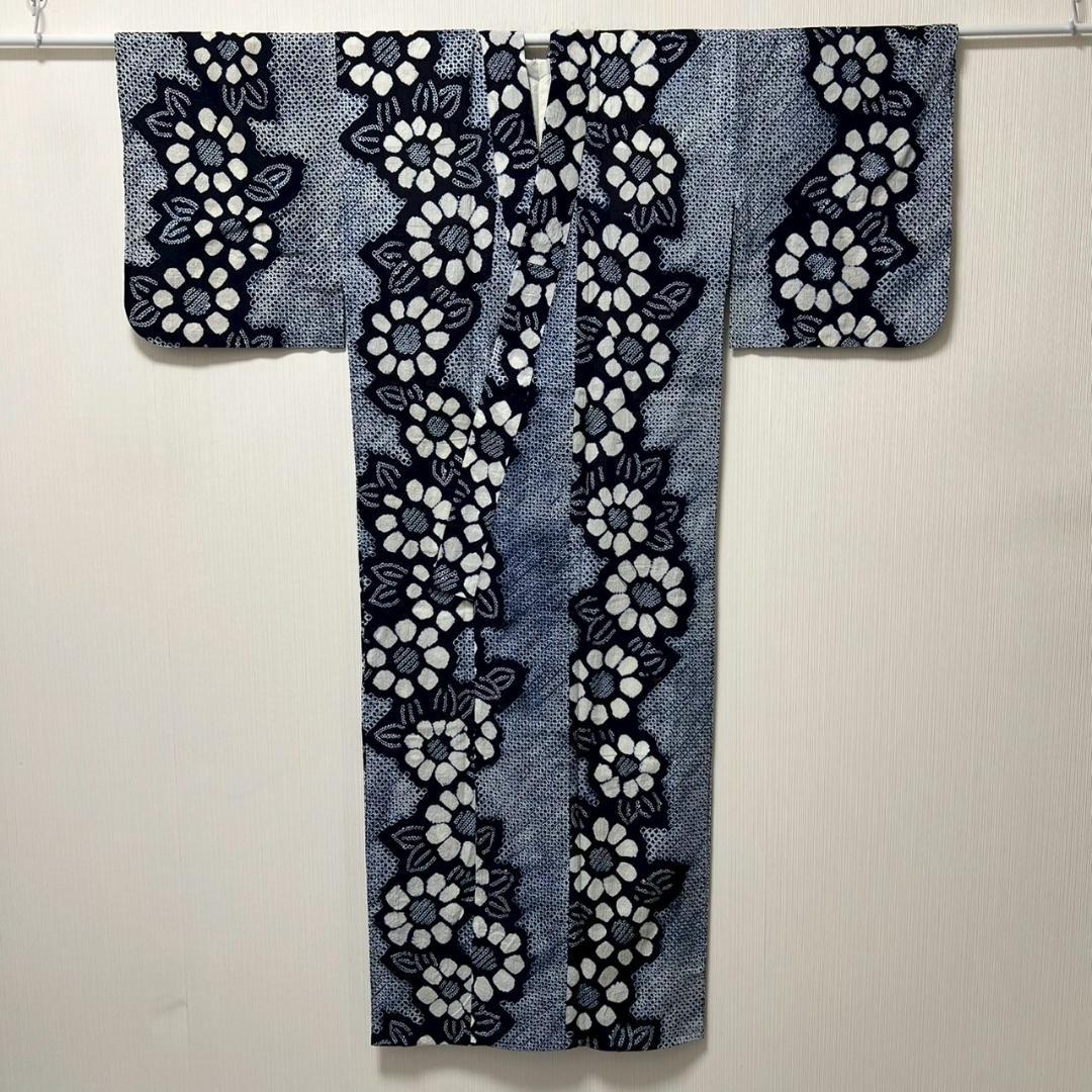 KL3183 有松鳴海絞り 浴衣 身丈154.5cm 夏着物 木綿