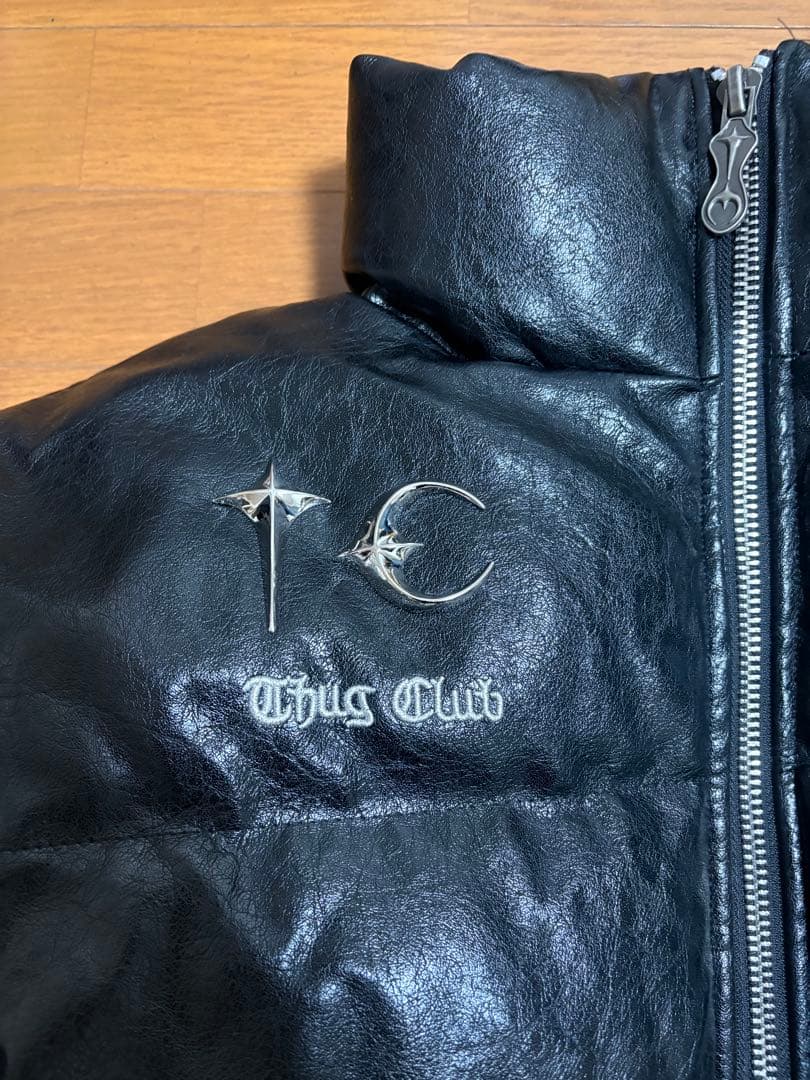 Thug Club 黒 ダウンジャケット　 レザーサイズL タグ付き値段交渉あり