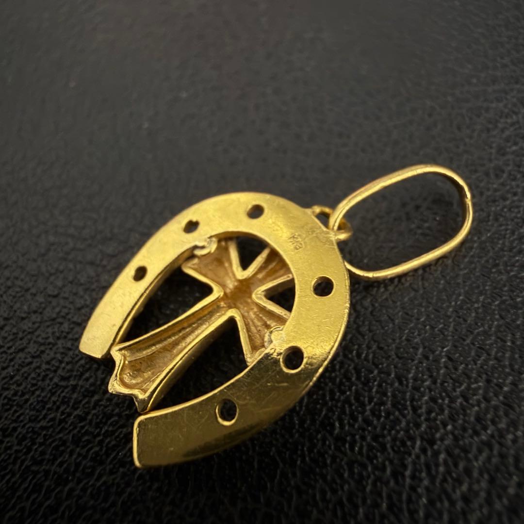 (C012317) K18ネックレストップ クロス　チャーム 18金 YG