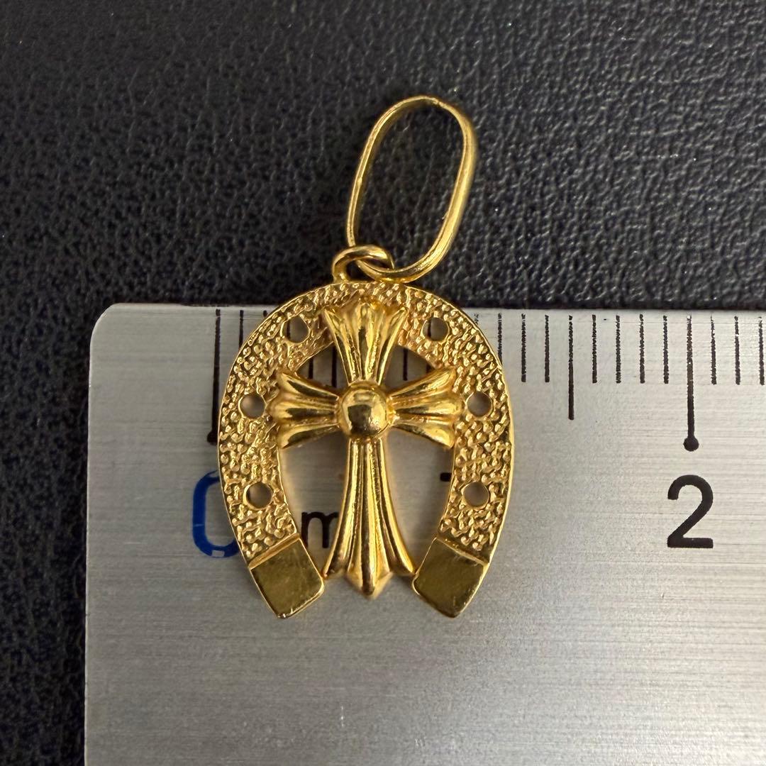 (C012317) K18ネックレストップ クロス　チャーム 18金 YG