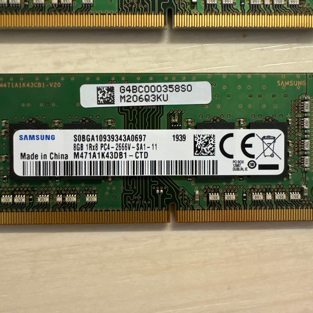 メモリー Samsung 8GB 1Rx8 DDR4 PC4-2666V-SA1-11