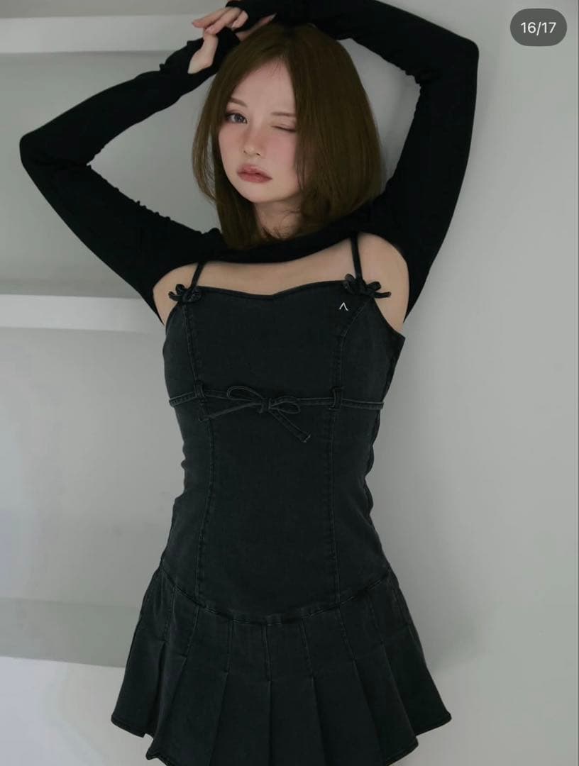 ワンピース bonnie denim mini dress andmary