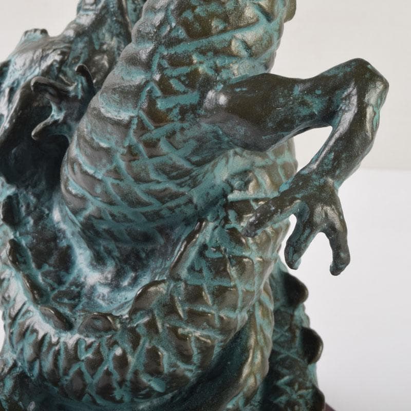 彫刻家　江里敏明造　青銅　青龍　置物　共箱　V　9090A