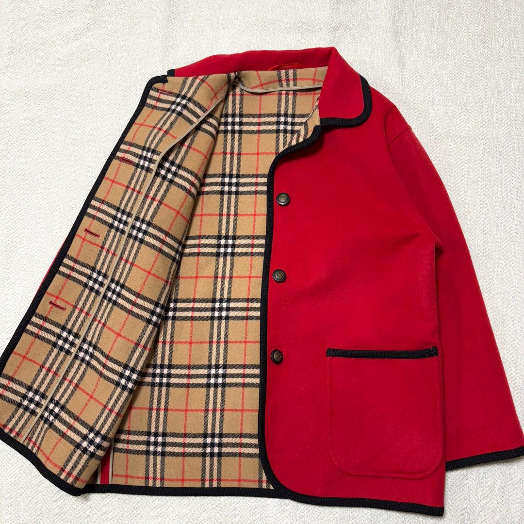 専用　BURBERRY バーバリー カシミヤ ウール ノバチェック コート 赤