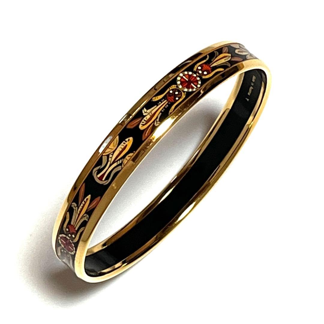 Ku-chan HERMES バングル エマイユ 植物 ブラック 美品