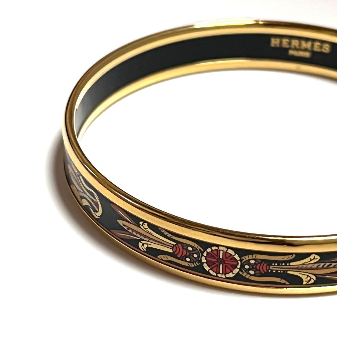 Ku-chan HERMES バングル エマイユ 植物 ブラック 美品