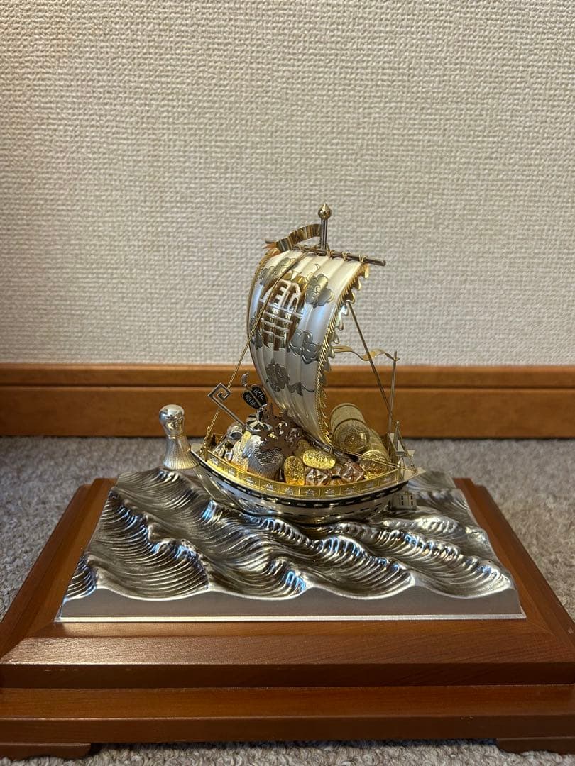 武比古 銀製 宝船 5号（房）銀船 置物 縁起物 ケース付き