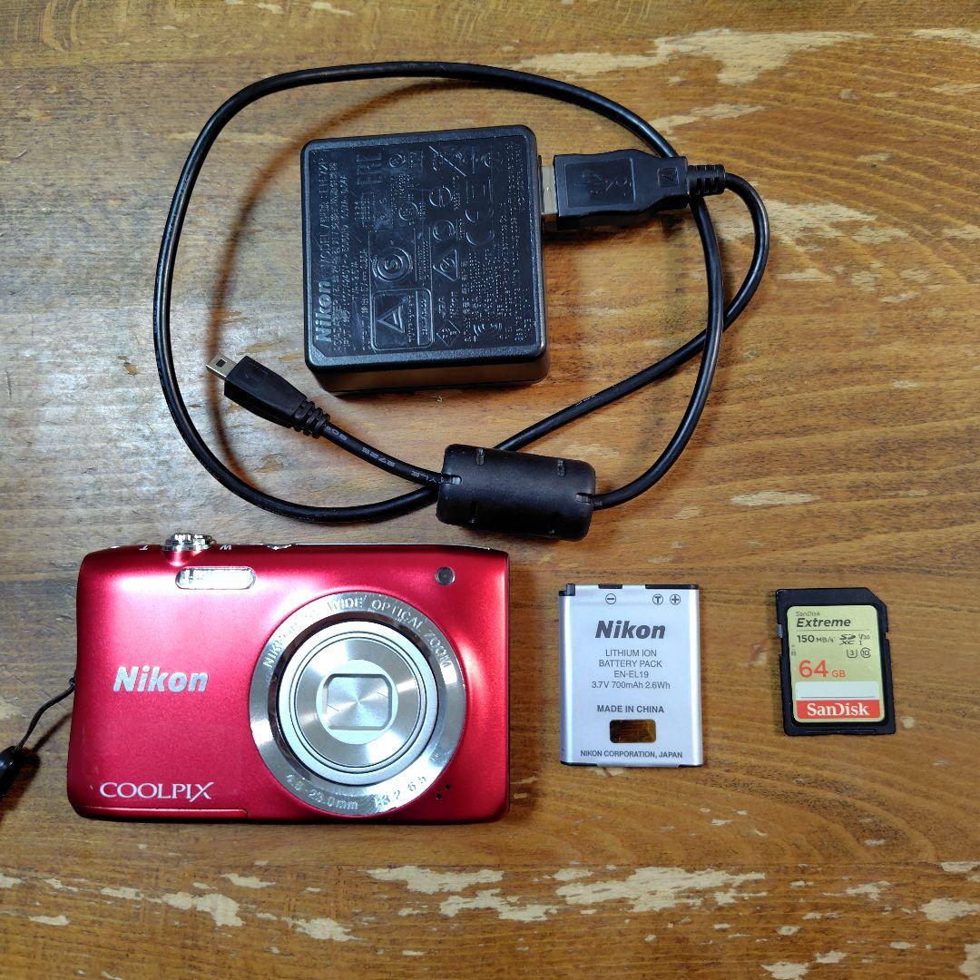 Nikon COOLPIX S2900　バッテリー、充電ケーブル、SDカード付き