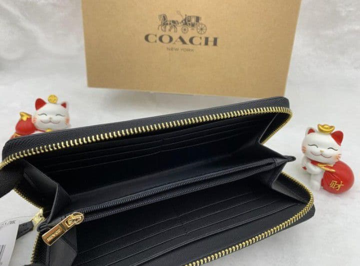 新品未使用コーチ長財布ブラウンブラックシグネチャーレディースメンズ送料無料
