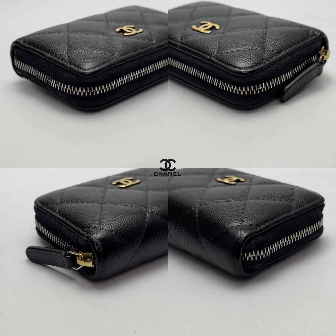 正規品 シャネル マトラッセ ゴールド金具 ジップ パース ケース