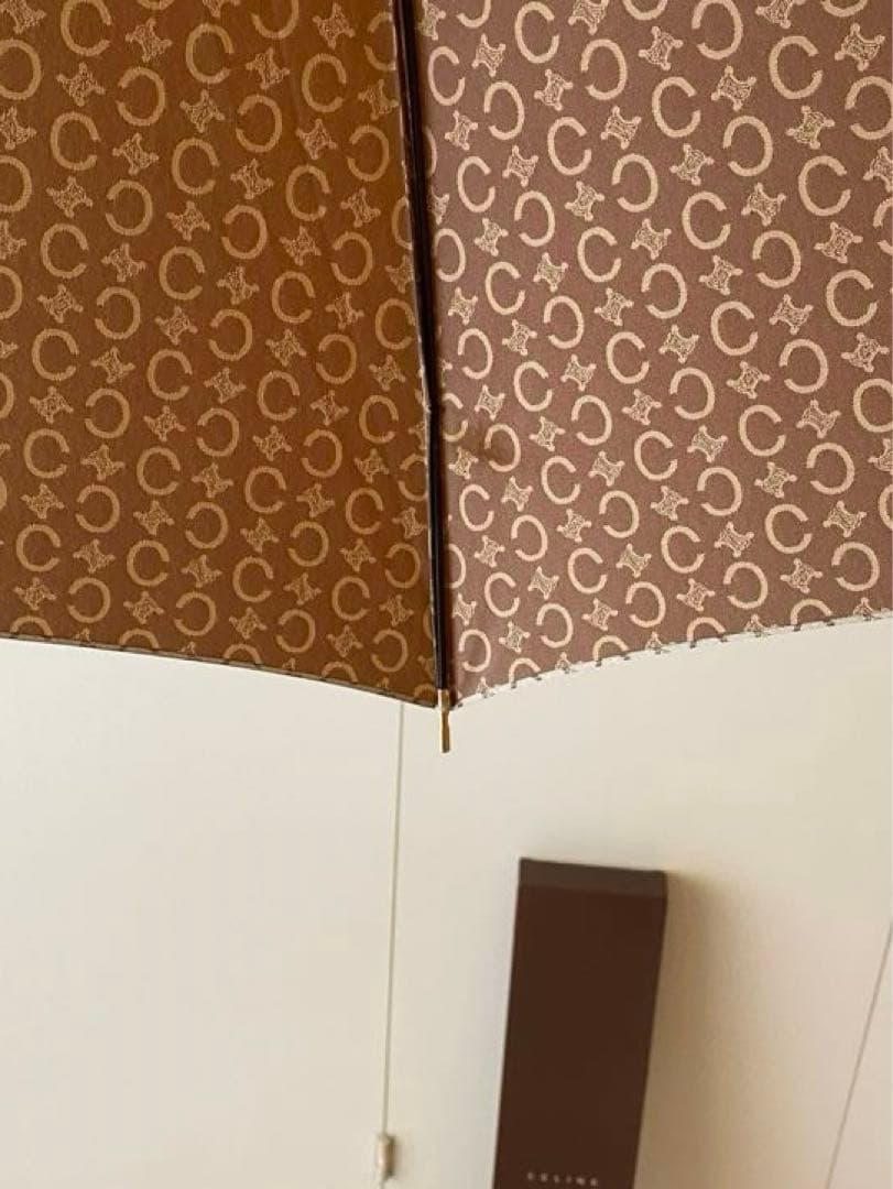 A*a様 Celine セリーヌ マカダム柄 ベージュ長傘 木製ハンドル 専用ケ