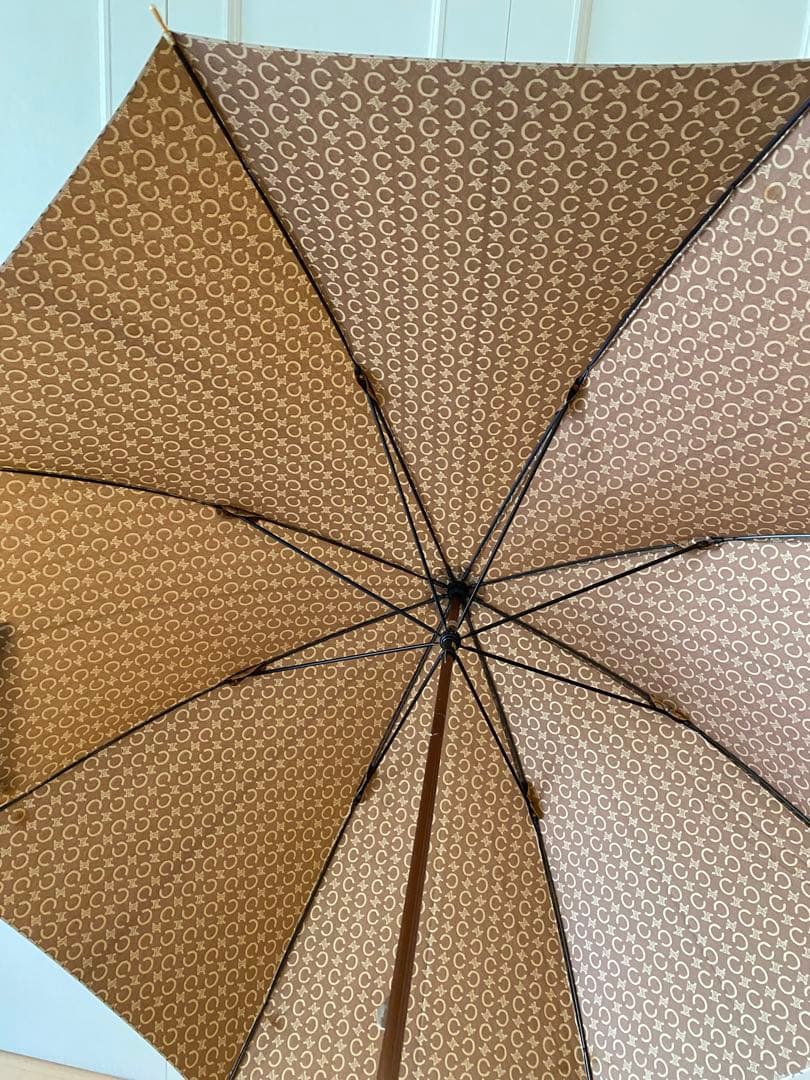 A*a様 Celine セリーヌ マカダム柄 ベージュ長傘 木製ハンドル 専用ケ