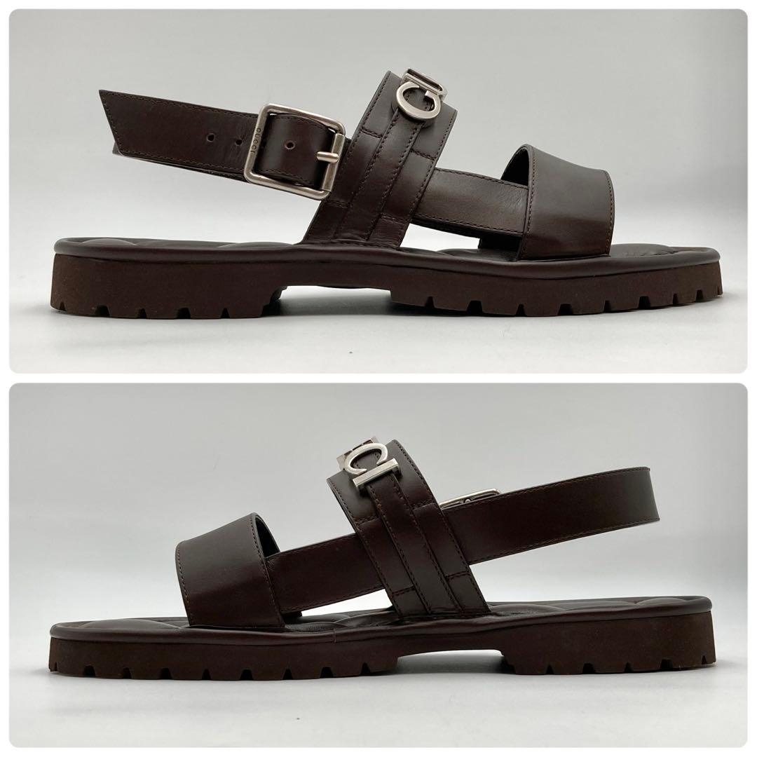 Sony Croket✨GUCCI サンダル シューズ 茶 メタルロゴ 9