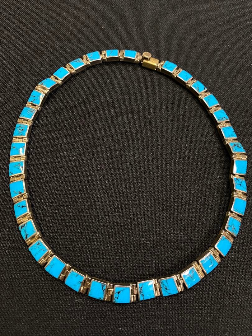 メキシコ シルバー ターコイズ ネックレス・ブレスレット・ピアス ３点セット