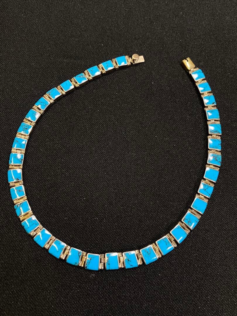 メキシコ シルバー ターコイズ ネックレス・ブレスレット・ピアス ３点セット