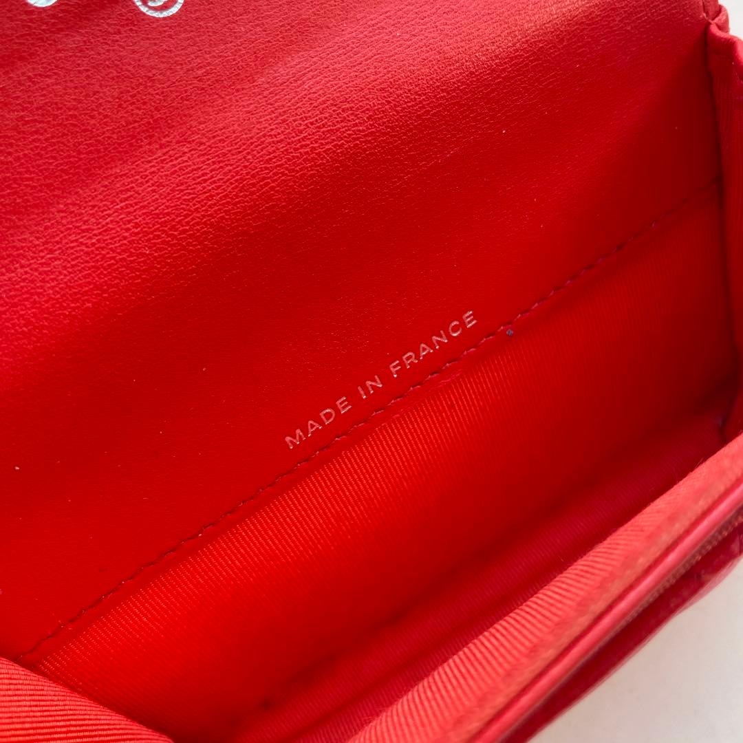 CHANEL マトラッセ ケース レッド ラムスキン フランス製 財布
