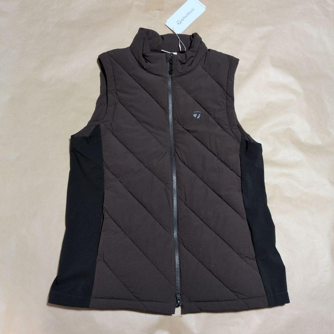 テーラーメイド：レディース：Lサイズ：ジップアップ中綿ベスト：チャコール/黒