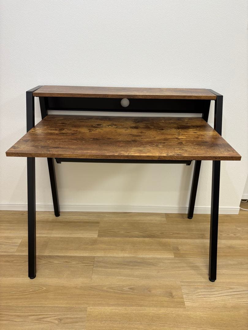 【値下げ】シンプルな木製ヴィンテージパソコンデスク 引き出し付き