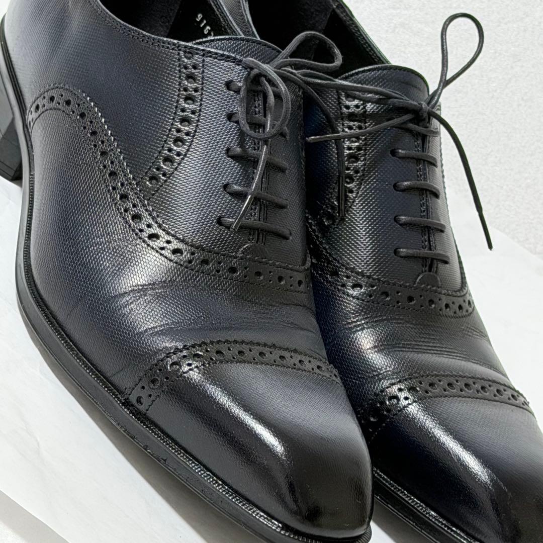 美品 ムッシュニコル 本革 スクエアトゥ ドレスシューズ 26cm レザー 内羽