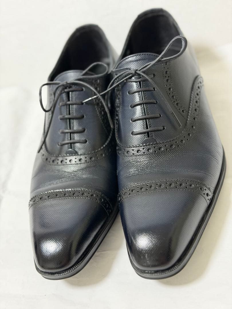 美品 ムッシュニコル 本革 スクエアトゥ ドレスシューズ 26cm レザー 内羽
