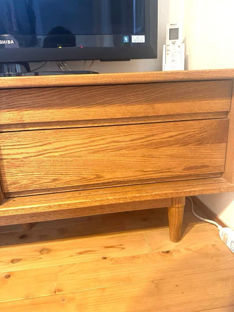 unico AV・TVボードキャビネット オーク材 テレビ台 ガラス扉付き