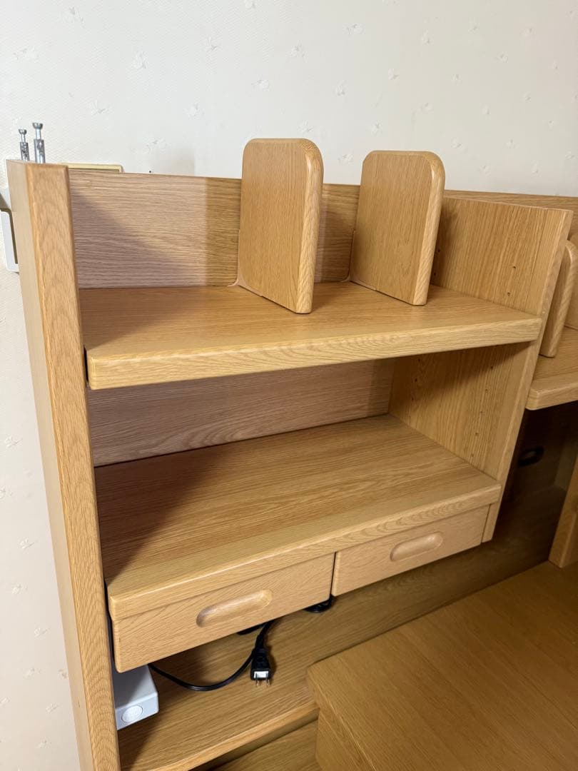 KOIZUMI 学習机ナチュラル L字型デスク 引き出し付き