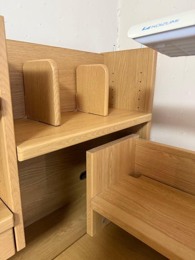 KOIZUMI 学習机ナチュラル L字型デスク 引き出し付き