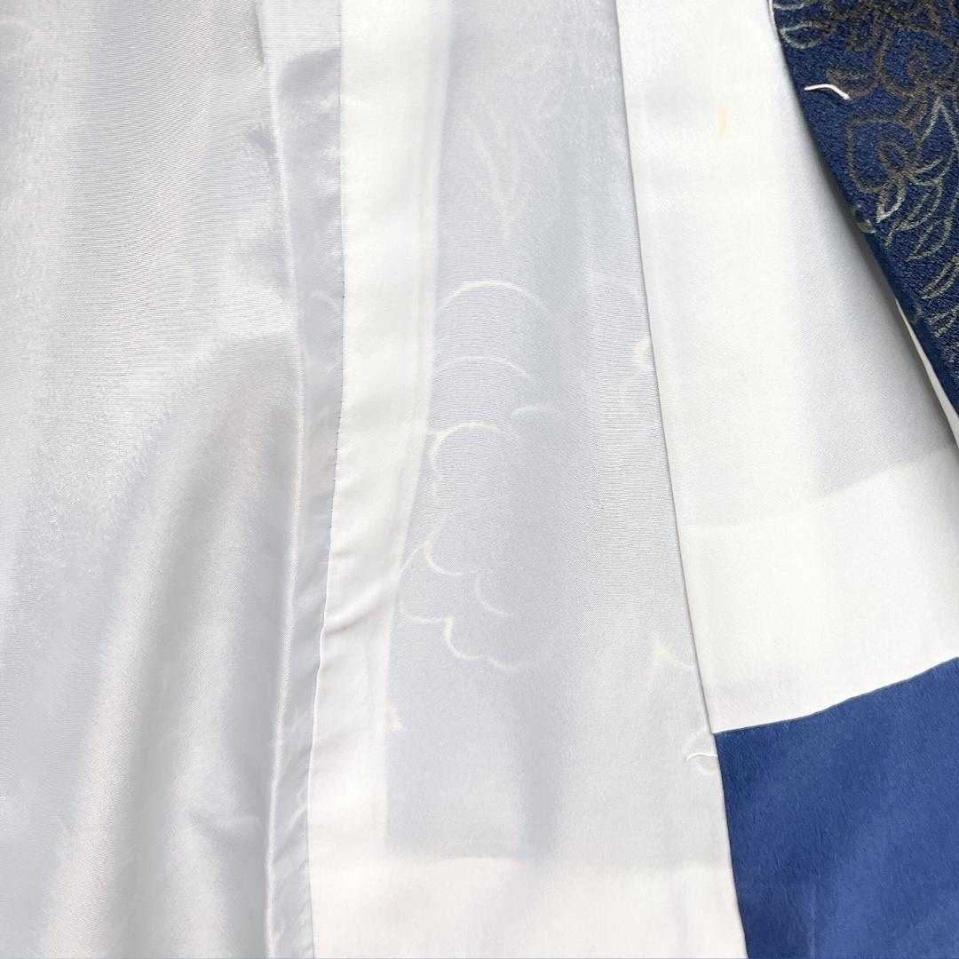 小紋　洗える着物　牡丹　桜　藤　橘　ネイビー　着物　122b d ms