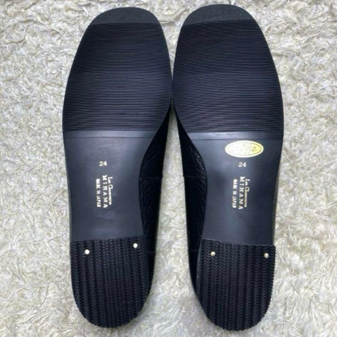 『未使用』MIHAMA ミハマ カッターシューズ リボン フラット パンプス　黒