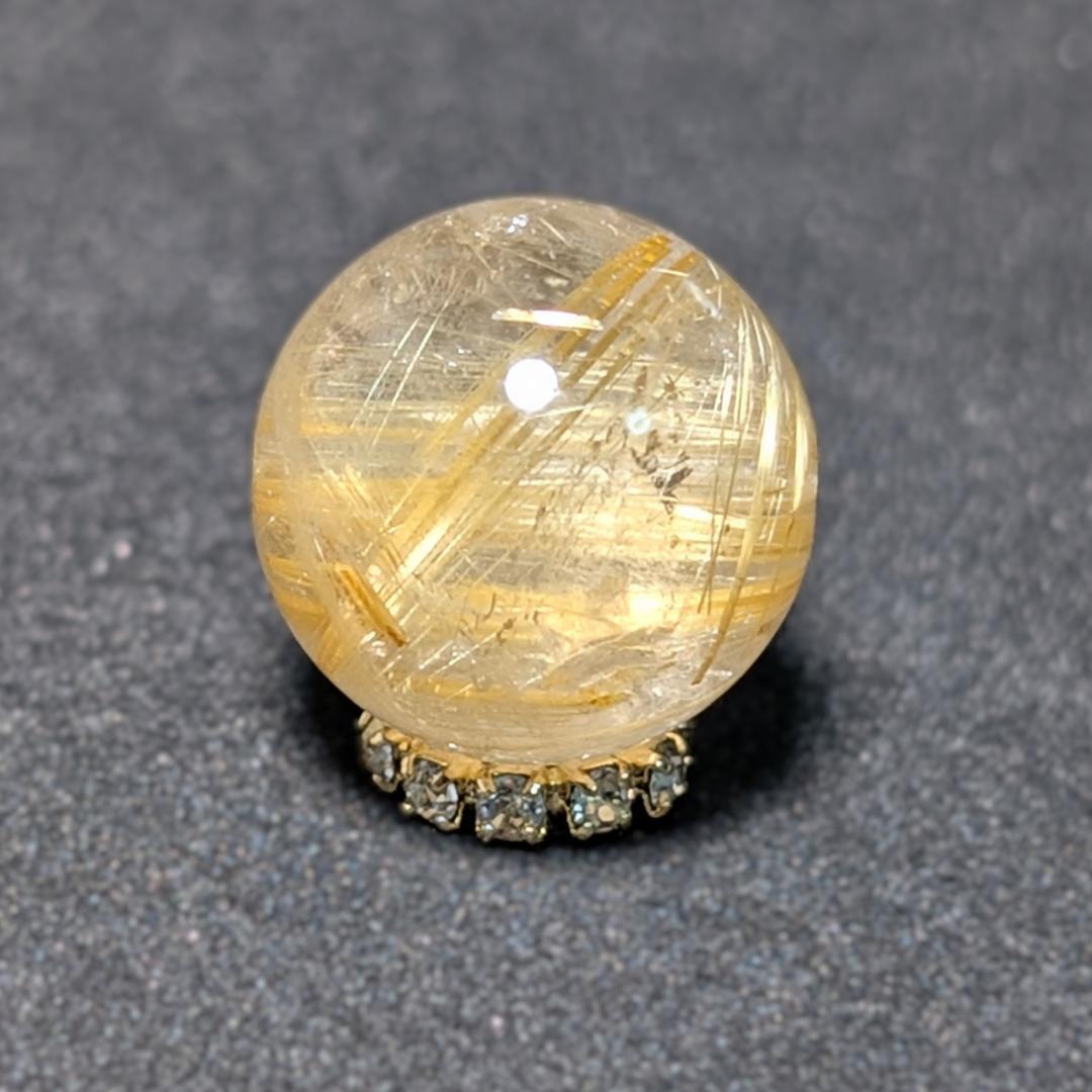 有馬英次　ゴールド タイチンルチル 13ミリ 1粒売り 貫通穴あり