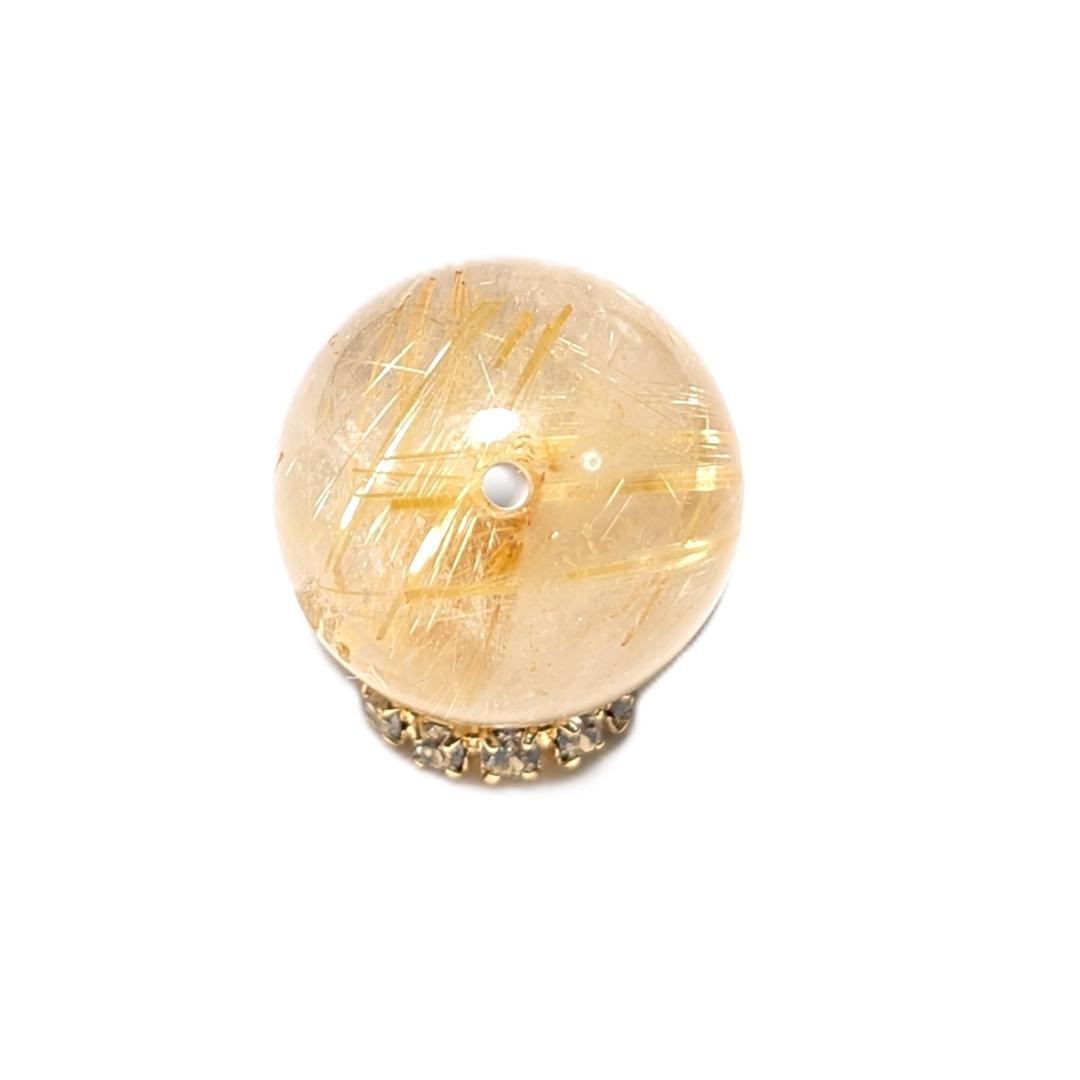 有馬英次　ゴールド タイチンルチル 13ミリ 1粒売り 貫通穴あり