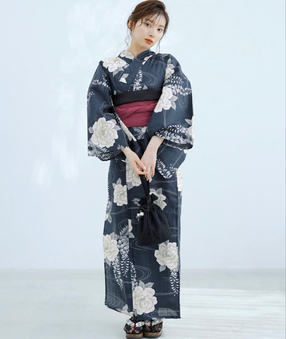 Dita 浴衣5点セット　凪の藤ながれ